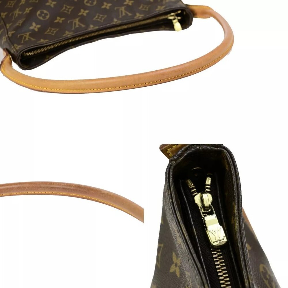 LOUIS VUITTON Logo Looping GM Shoulder Bag Monogram Leather Brown M51145 89ED212 - Picture 8 of 14